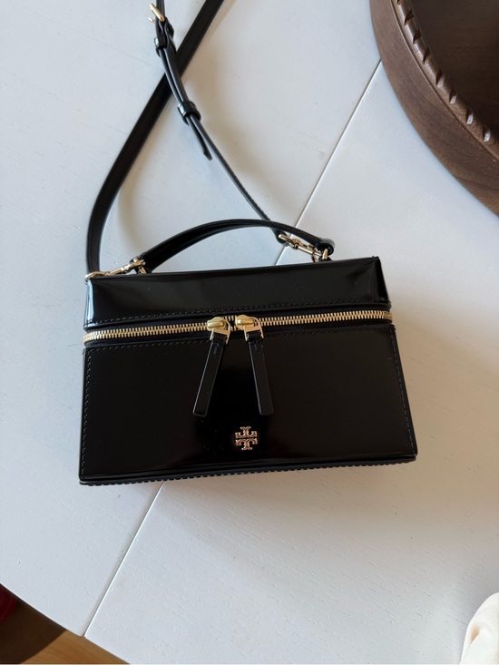 Tory Burch Handbags - Tory Burch Emerson Black Patent Leather Top-Handle Crossbody with Gold Hardware